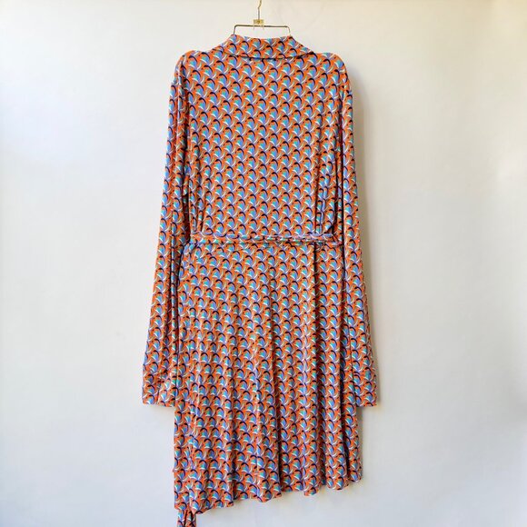 Diane von Furstenberg Didi Dress geometric Print Women’s, blue/orange Size M - Picture 3 of 12